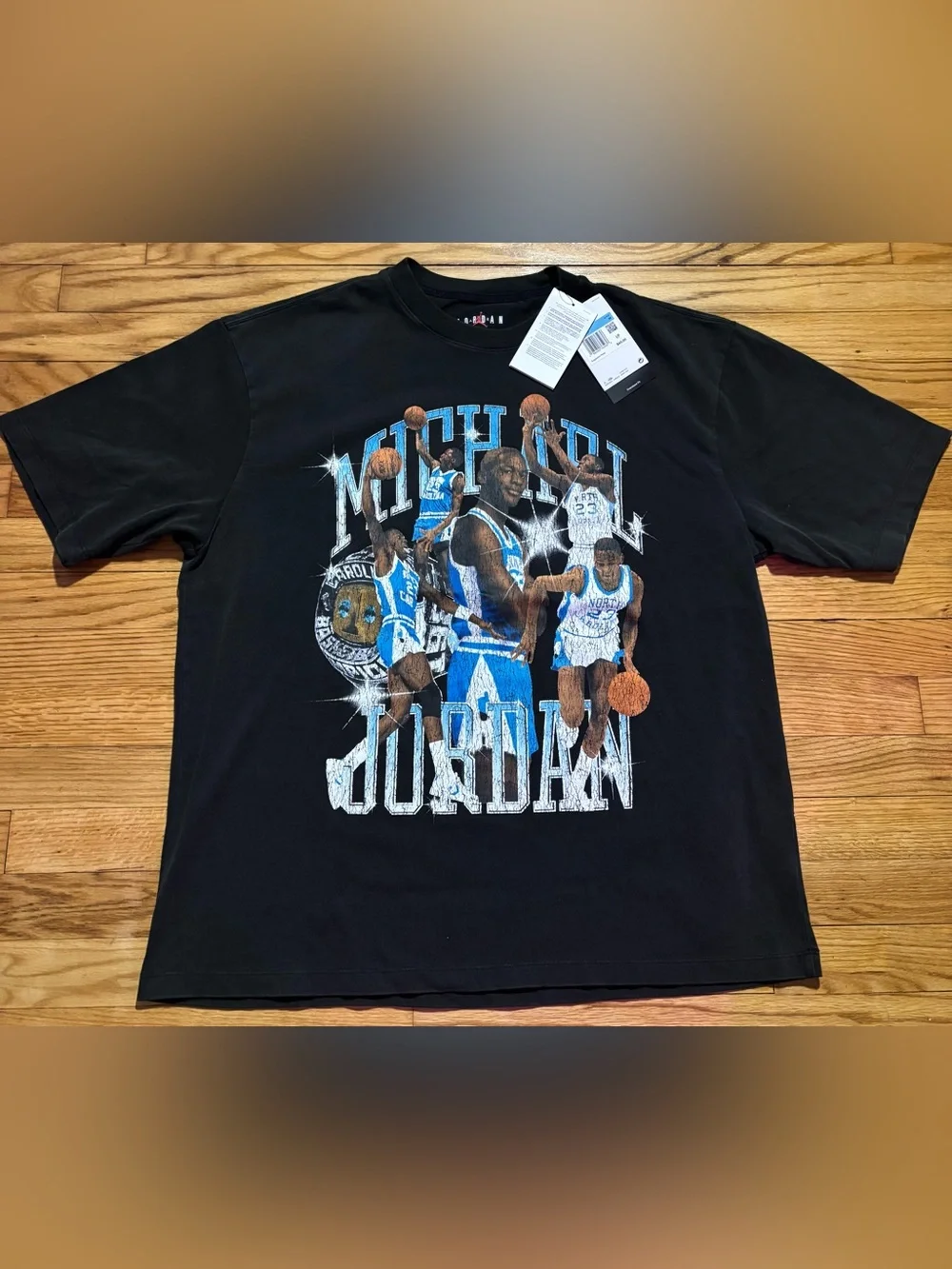 Jordan OVERSIZED FIT T-Shirt Men’s sz Retro faded Graphic of MICHAEL AT UNC NEW
